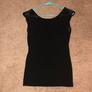 Express black top with mess cap sleeve